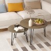 KWPZQEB 27.56'' Round Nesting Coffee Table Set of 2, Nesting End Table Set with Sturdy Metal Base for Living Room, Bedroom - 4 of 4