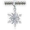 Sterling Silver Snowflake Charm with Ice Blue Crystals - Winter Holiday Dangle Bead for Bracelets - 4 of 4
