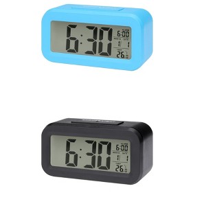 REGALWOVEN 2 Pcs Plastic Battery Powered Digital Temperature Alarm Clock 5.5 x 2.8 x 1.8 Inches - 1 of 4