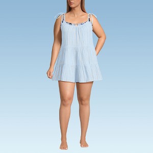 Lands' End Women's Cotton Gauze Metallic Tiered Mini Cover-up Dress - 1 of 4