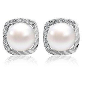 Molenia Pearl Stud Earrings, 925 Sterling Silver Freshwater Pearl Earrings, Elegant Dainty Wedding Bridesmaids Jewelry - 1 of 4