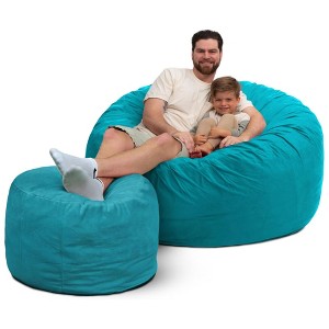 Ultimate Sack 5ft Bean Bag Chair and Footstool, Oversized Lounger - 1 of 4