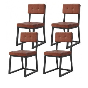 DWVO Dining Chairs Set of 4 with Faux Leather Cushion ,Modern Dining Room Chair with Metal Leg for Kitchen, Living Room Brown - 1 of 4