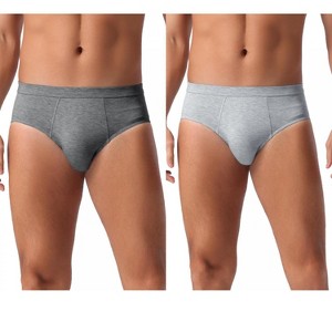 INSPIRE CHIC Men's 2 Pack Underwear Solid Color Soft Breathable Briefs - 1 of 4