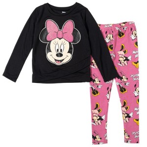 Disney Minnie Mouse Mickey Mouse T-Shirt and Leggings Outfit Set Infant to Big Kid - 1 of 4