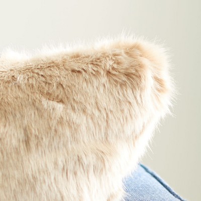Beige Faux Fur Square Accent Pillow Set