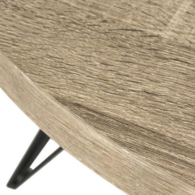 Alpine Light Brown 35" Round Wood and Metal Coffee Table