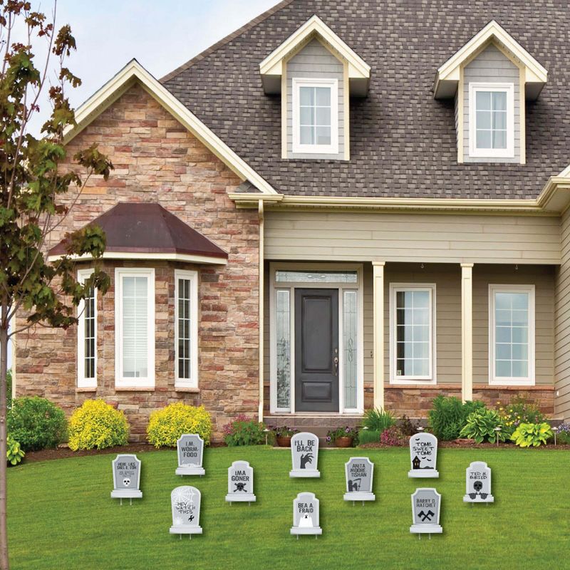 Big Dot of Happiness Funny Tombstones - Graveyard Lawn Decorations - Halloween Yard Decorations - 10 Piece, 3 of 10