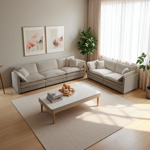 Chenille 2-Seater & 3-Seater Sofa Set with Flexible Layout - 1 of 4