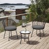 3 Piece Outdoor Patio Leisure Set,Rattan Garden Patio Bistro Set,Fabric Upholstered Rattan Chairs Set of 2 with Round Table-Coolbibila - 3 of 4