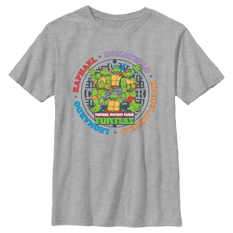 Boy's Teenage Mutant Ninja Turtles Colorful Heroes Circle T-Shirt, 1 of 6