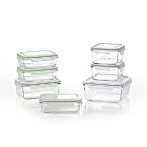 Glasslock Oven, Freezer, and Microwave Safe Stackable Glass Food Storage & Bakeware Container Set w/ Latching Lids for Storage and Meal Prep - 1 of 2