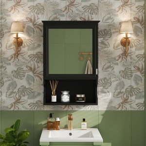 20" Wall Mounted Bathroom Storage Cabinet with Mirror, Modern Medicine Cabinet with Adjustable Shelves - 1 of 4