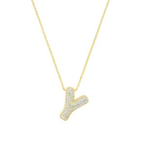 Adornia 14k Gold Plated Pave Bubble Letter - 1 of 1