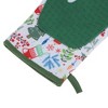Unique Bargains Oven Mitts Christmas Patchwork Oven Glove Hand Wash Only Silicone Cotton Cloth Green 10.63"×7.09" 1 Pcs - 3 of 4
