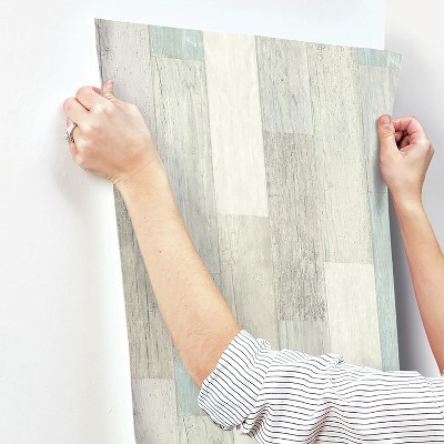 Blue and Tan Weathered Wood Peel and Stick Wall Decal