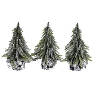 Northlight Mini Silvery Pine Downswept Artificial Christmas Trees - 9.5" - Set of 3 - 1 of 4