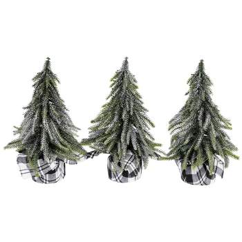 Northlight Mini Silvery Pine Downswept Artificial Christmas Trees - 9.5" - Set of 3
