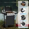 ELJGET 3 Burner BBQ Propane Gas Grill, Stainless Steel 25650 BTU Patio Garden Barbecue Grill with Thermometer, Black - 2 of 4