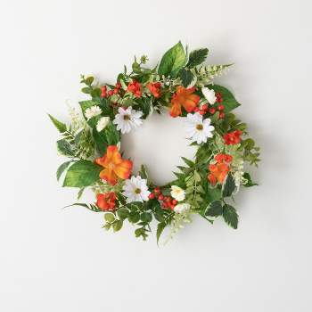 31"H Sullivans Tangerine Cream Small Wreath, Multicolor