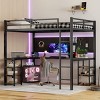 TopComfy Beds Full XL Metal Loft Bed with Desk and Shelves with Ladder and Guardrails Sturdy Frame Furniture for Bedroom, Black, 83.54"*56"*69.13" - 2 of 4