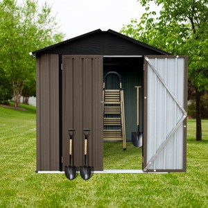 Durable 4x6FT Metal Outdoor Storage Shed with Apex Roof for Tools, Garden Supplies, or DIY Workshop Use - Coolbibila - 1 of 4