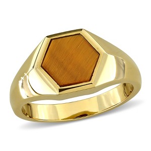 EVERLY JEWELRY |Yellow Plated Sterling Silver 2 CT TGW Tiger eye Fashion Ring - 1 of 4