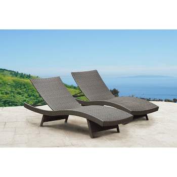 Abbyson Living Malibu 2pc Outdoor Modern Wicker Adjustable Stackable Chaise Lounger