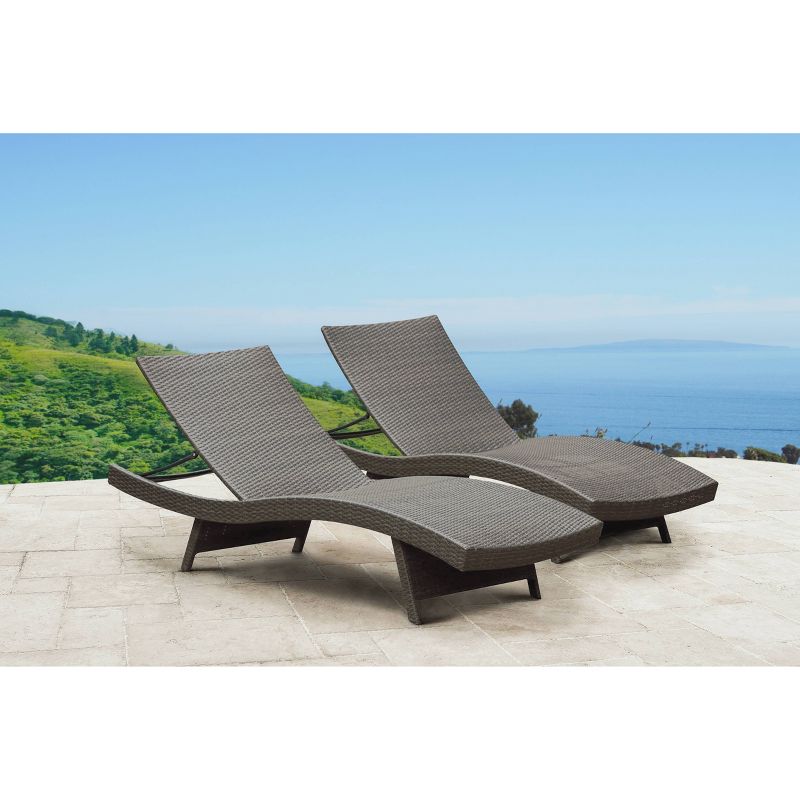 Abbyson Living Malibu 2pc Outdoor Modern Wicker Adjustable Stackable Chaise Lounger, 1 of 7