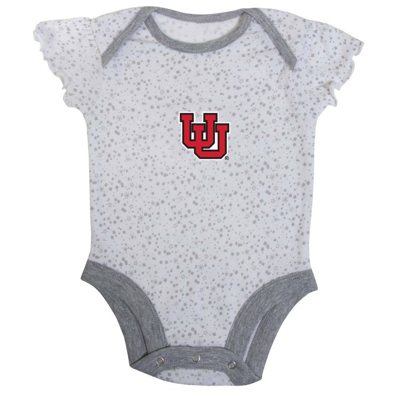 NCAA Utah Utes Infant Logo Girls&#39; 3pk Bodysuit Set - 6-9M, 4 of 5