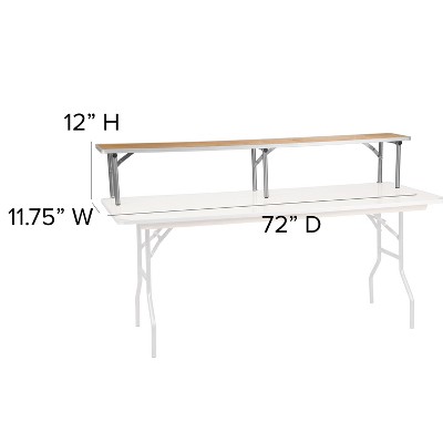 Elegant Birchwood and Silver Metal Bar Top Riser, 72'' x 12''