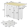 FurnitureR Mobile Kitchen Island Cart with Folding Drop Leaf, 45.3" Wide Kitchen Storage Cabinet on Wheels, Rolling Space-Saving Prep Table, White - 3 of 4