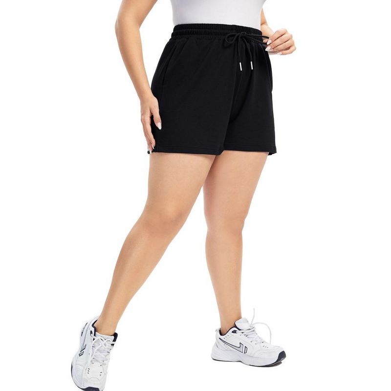 Women Plus Size Comfy Sweat Shorts Drawstring Elastic High Waist Casual Summer Yoga Lounge Shorts, 4 of 7