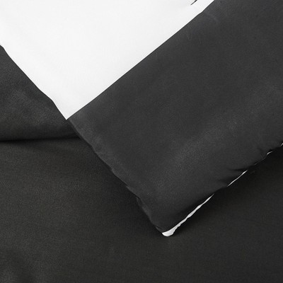 Full Black and White Reversible Microfiber Comforter Set