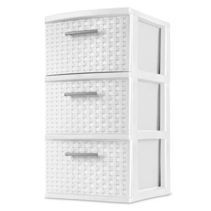 3/4 Drawer Weave Tower, Plastic Decor Drawers with Pull Handles - 1 of 4
