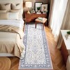 Washable Area Rug Vintage Medallion Floral Print Area Rug Non-Slip Low Pile Carpet for Dining Room Home Office - 2 of 4