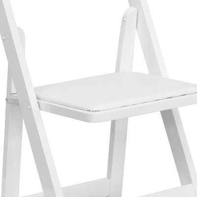 Elegant White Beechwood Folding Chair with Detachable Cushion