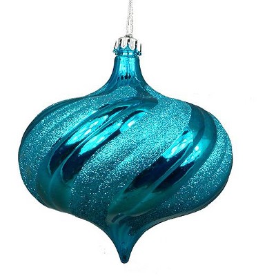 Northlight 4ct Shiny Swirl Shatterproof Onion Drop Christmas Ornament Set 5.75" - Blue