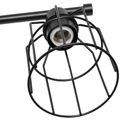 Black Industrial 3-Light Vanity Fixture with Wire Cage Shades