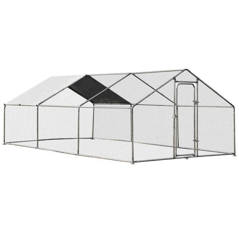 Costway Large Walk In Chicken Coop Run House Shade Cage 10'x20' with Roof Cover Backyard, 1 of 10