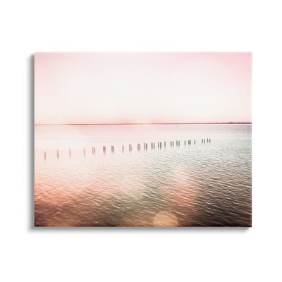 Stupell Pink Ocean Posts Sunny Horizon Gallery Wrapped Canvas Wall Art