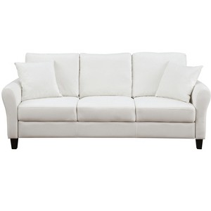 NicBex 3 Seater Sofa Couch with 2 Pillows & Armrest Mid-Century Comfy Velvet Couch with Plastic Legs for Living Room - 1 of 4