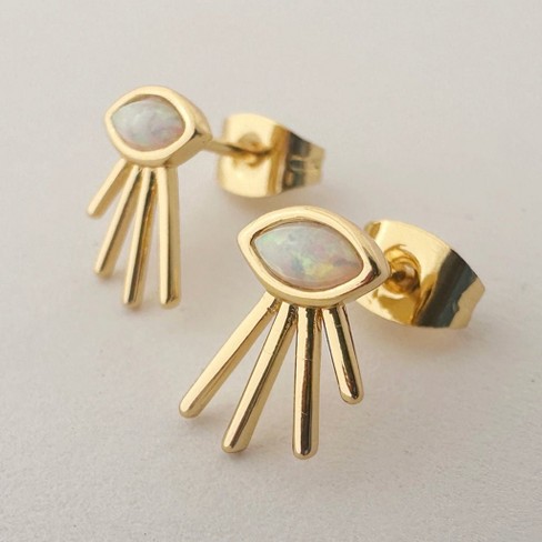 Spirit Beam Opal Studs in Gold, Silver - Honeycat - image 1 of 4