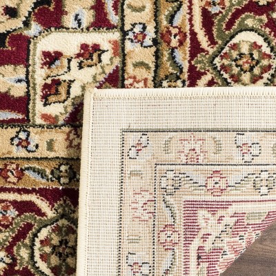 Ivory and Red Floral Safavid Style Rectangular Area Rug