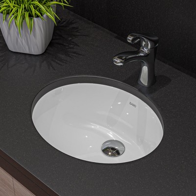 ALFI EAGO BC224 White Ceramic 18Inchx15Inch Undermount Oval Bathroom Sink