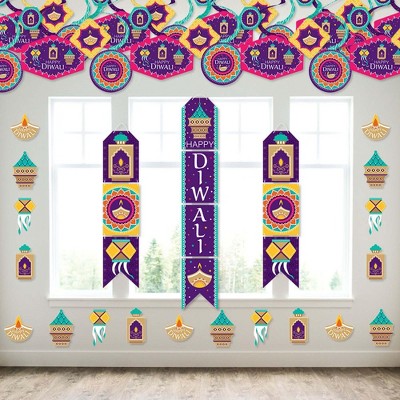 Big Dot of Happiness Happy Diwali - Wall and Door Hanging Decor - Festival of Lights Party Room Decoration Kit