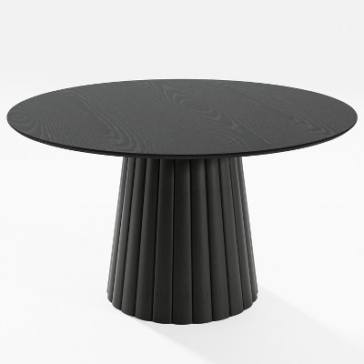 Dovelina Black Round Dining Table Artificial Wood Dining Room Table Personalized Dining Table with Designer Table Base