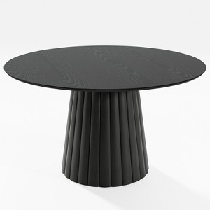 Dovelina Black Round Dining Table Artificial Wood Dining Room Table Personalized Dining Table with Designer Table Base - 1 of 4