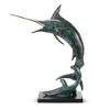 SPI Home Predatory Marlin Brass Sculpture with Dynamic Ocean Wave Base – 26" Coastal Statement Art - 2 of 3
