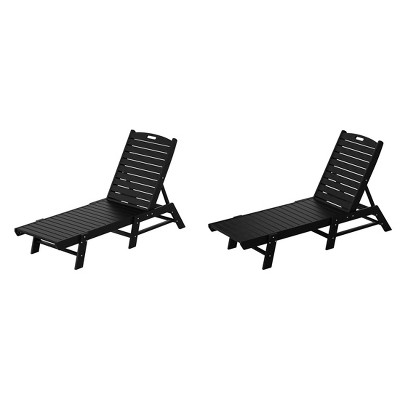 WestinTrends Poly Reclining Outdoor Patio Chaise Lounge Chair Adjustable (Set of 2)
